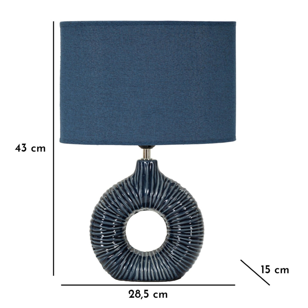 Lampada da Tavolo VKH92, Blu, Ceramica, 28,5x15x43 cm