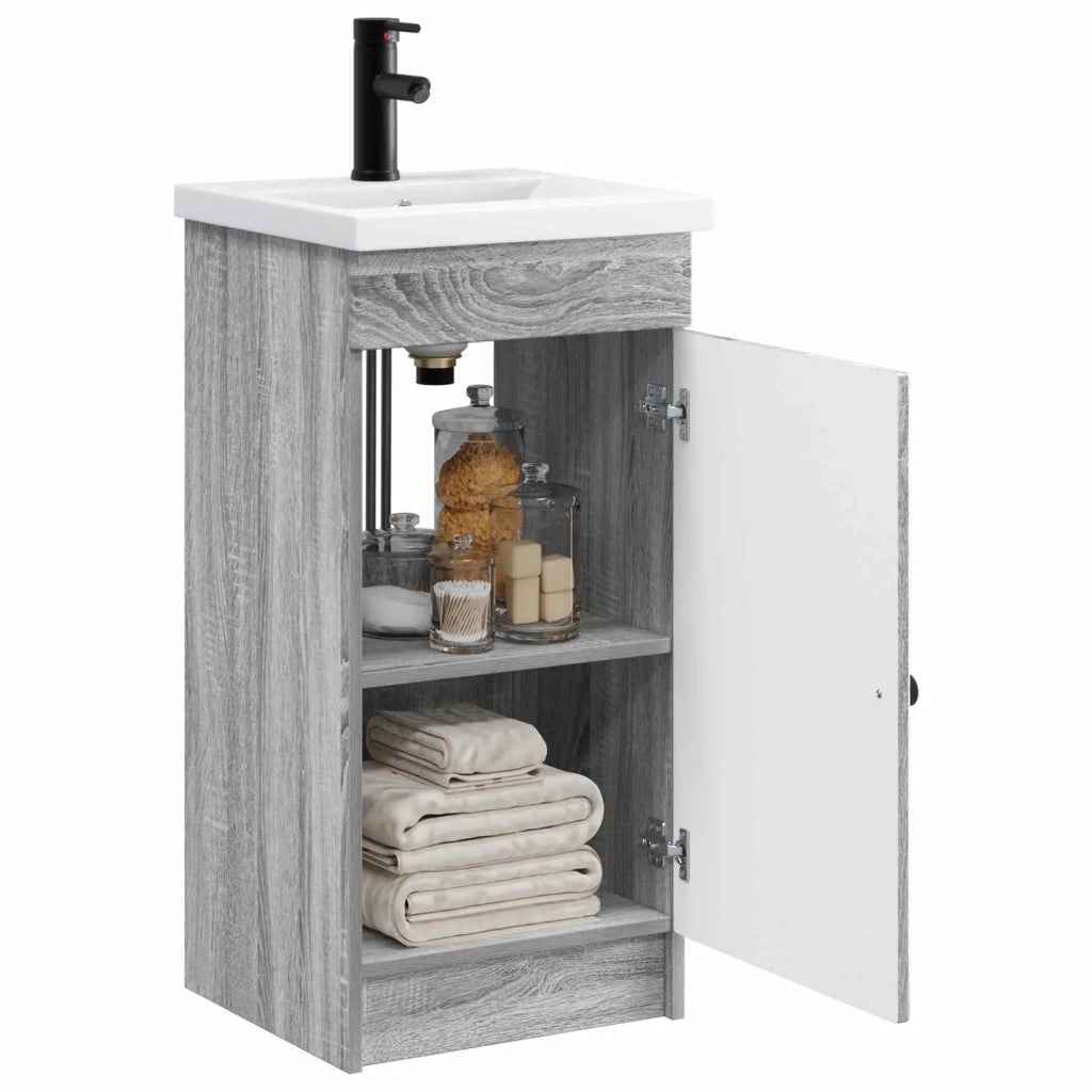Mobile da bagno con lavabo Sonoma grigio 42 x 40 x 84,5 cm 890030