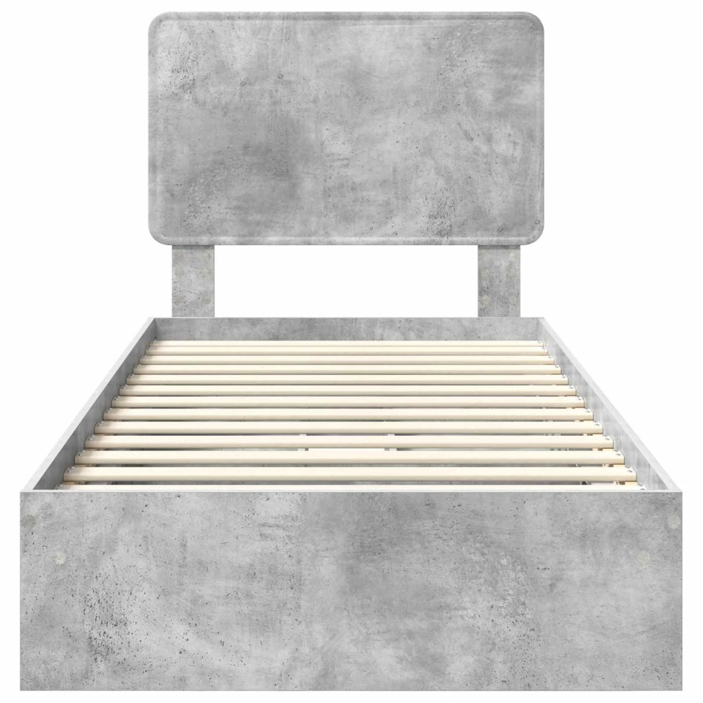 Letto con Contenitore con testiera Grigio cemento 90 x 190 cm 3412731
