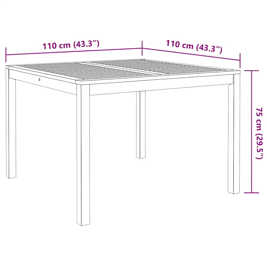 Set da Pranzo per Giardino 3 pz in Legno Massello di Acacia
