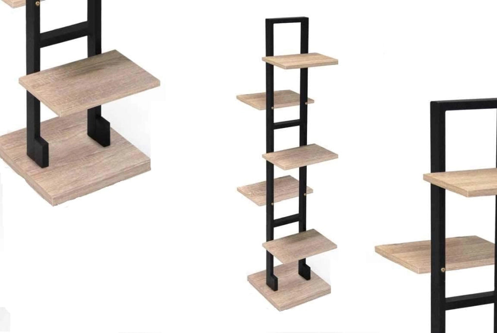 SCAFFALE MODULARE IN LEGNO RETTANGOLARE CON 5 RIPIANI ALTERNATI 30 X 30 X H131CM