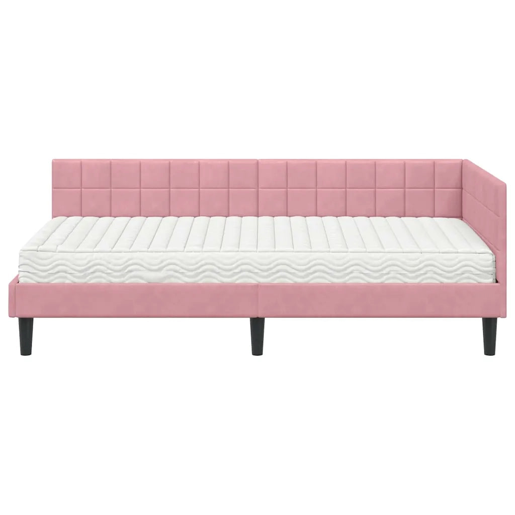 Struttura Letto Angolare con Materasso 2 pcs Grigio Velluto