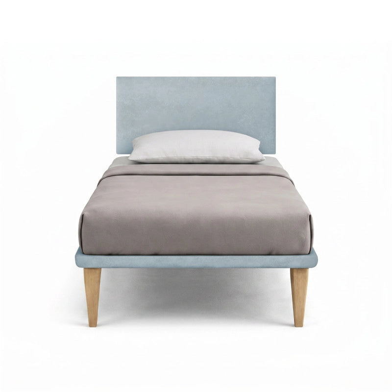 Letto imbottito Piazza e mezzo 120x200 cm Flat - Con rete,Microfibra,Azzurro