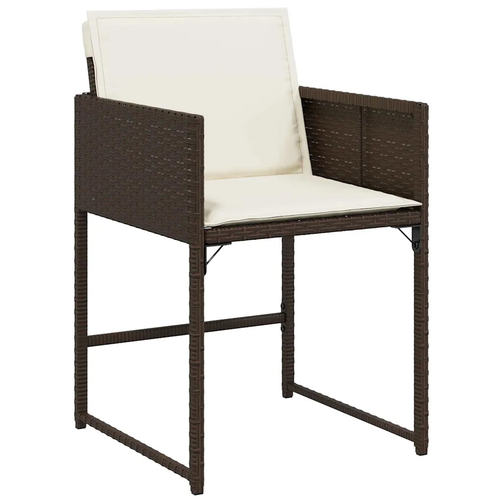 Set da Pranzo da Giardino 9pz con Cuscini Marrone in Polyrattan