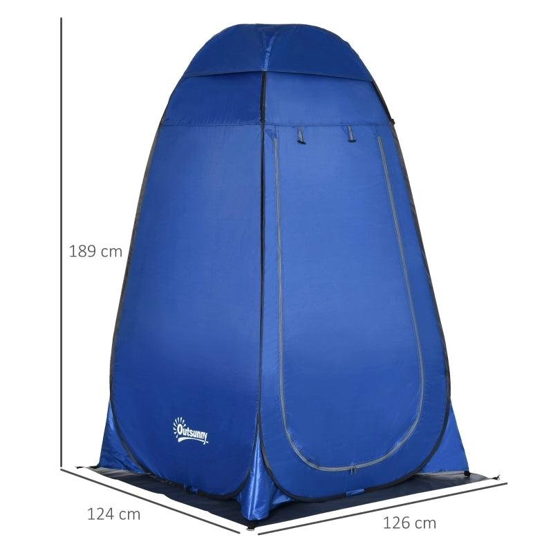 Tenda pop-up per doccia e spogliatoio da campeggio in poliestere blu con finestra mesh e borsa 126 × 124 × 189 cm