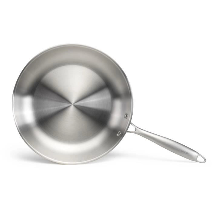 Brigade - Padella in acciaio inox 28 cm - LIVOO - MEP159 - Triplo strato in acciaio inox - Adatta a tutti i piani cottura, anche a induzione - Prodotto in Francia