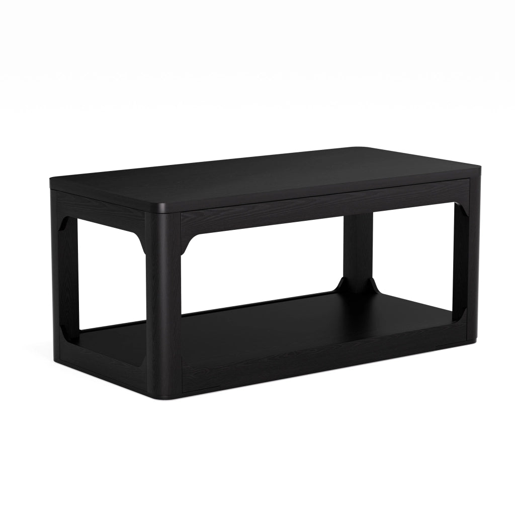 Tavolino da caffè con 2 ripiani - per soggiorno - in MDF - 100×50×44.5 cm - nero