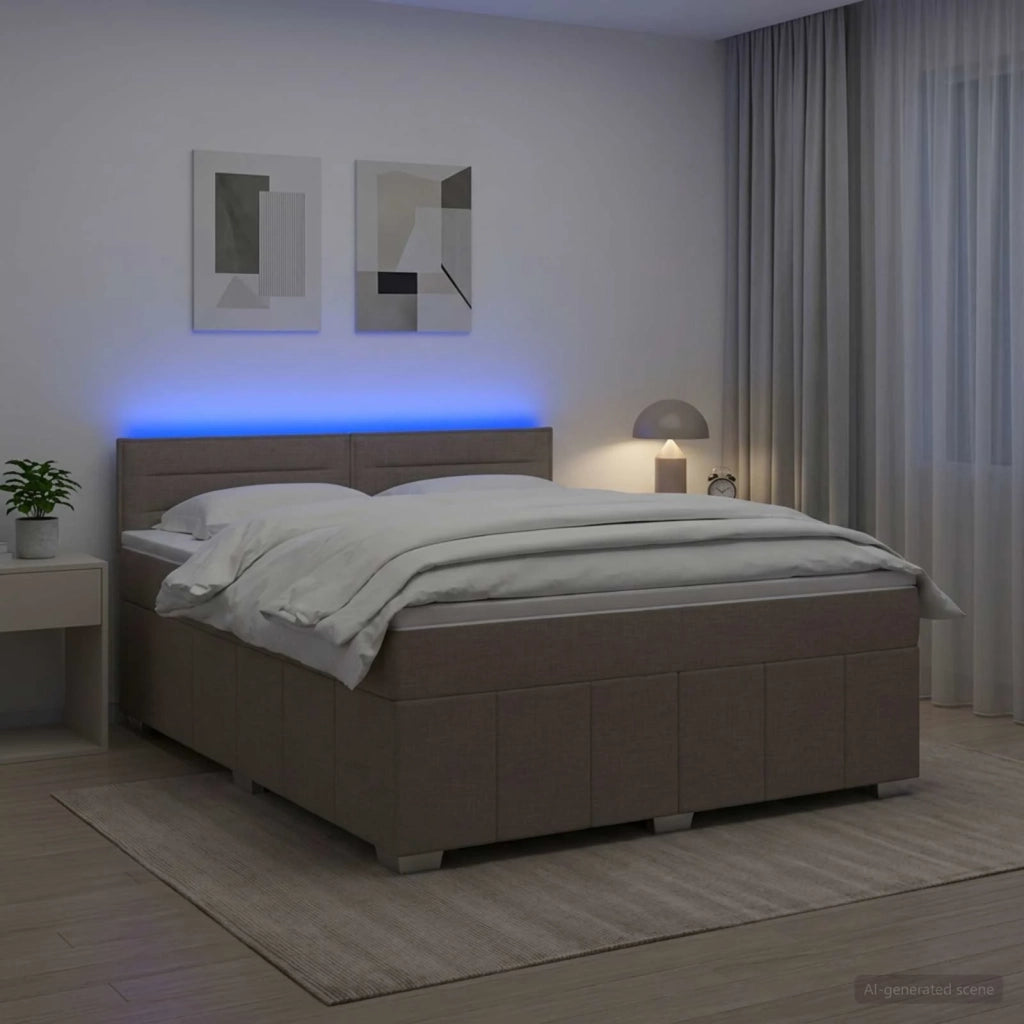 Letto box spring con materasso Tortora 140 x 200 cm Tessuto 3452688