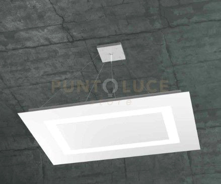 CARPET SOSPENSIONE RETTANGOLARE GRANDE 4+2 LUCI BIEMISSIONE BIANCO 1137-SRG+2-BI