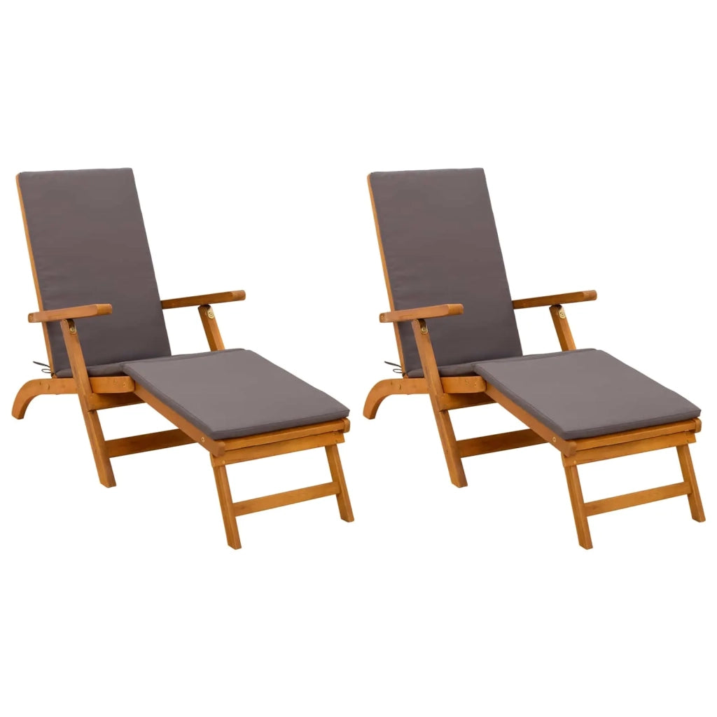 Lettino prendisole reclinabile e pieghevole 2 pcs Grigio