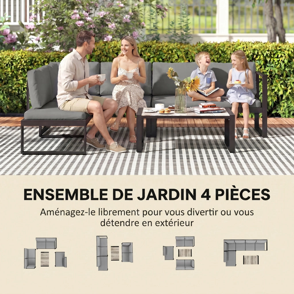 Set divano angolare 5 posti esterno ¨C zephmum ¨C grigio scuro polyrattan