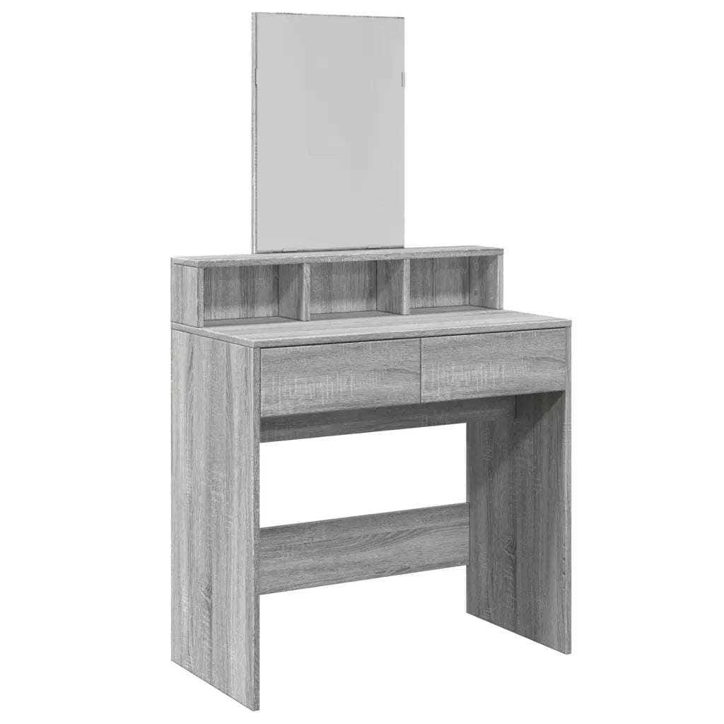 Toeletta con Specchio-Tavolo da Vanit¨¤ Grigio Sonoma 80x41x144,5 cm