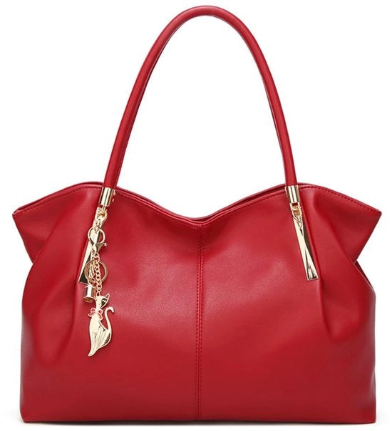 Borsa da lavoro e viaggio in PU con cinghia in pelle, tasca laterale e chiusura a cerniera, grande, impermeabile, per lavoro, viaggi, shopping (rosso)