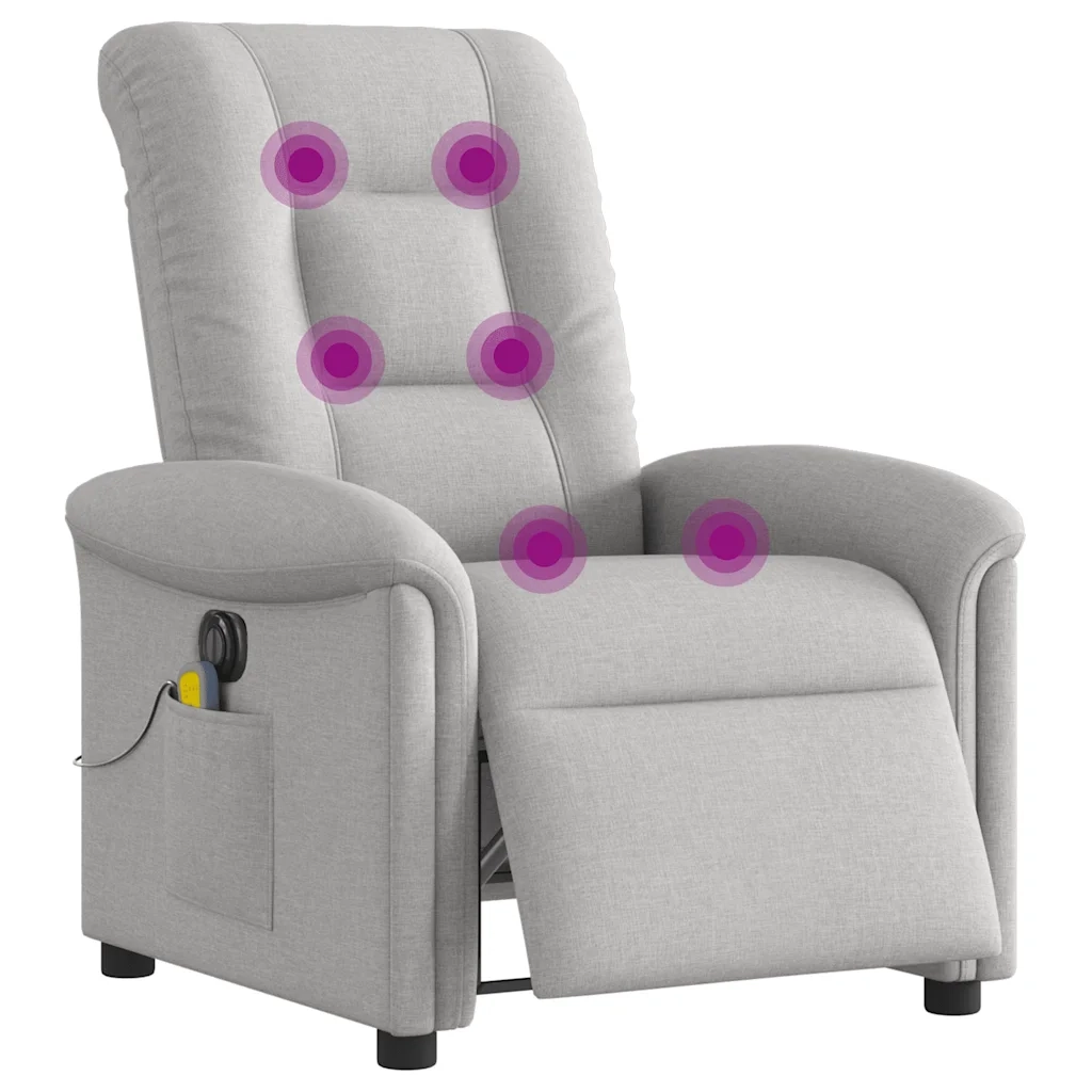 Divano Sedia-Poltrona Reclinabile Massaggio Elettrica Grigio Nuvola Tessuto 237744