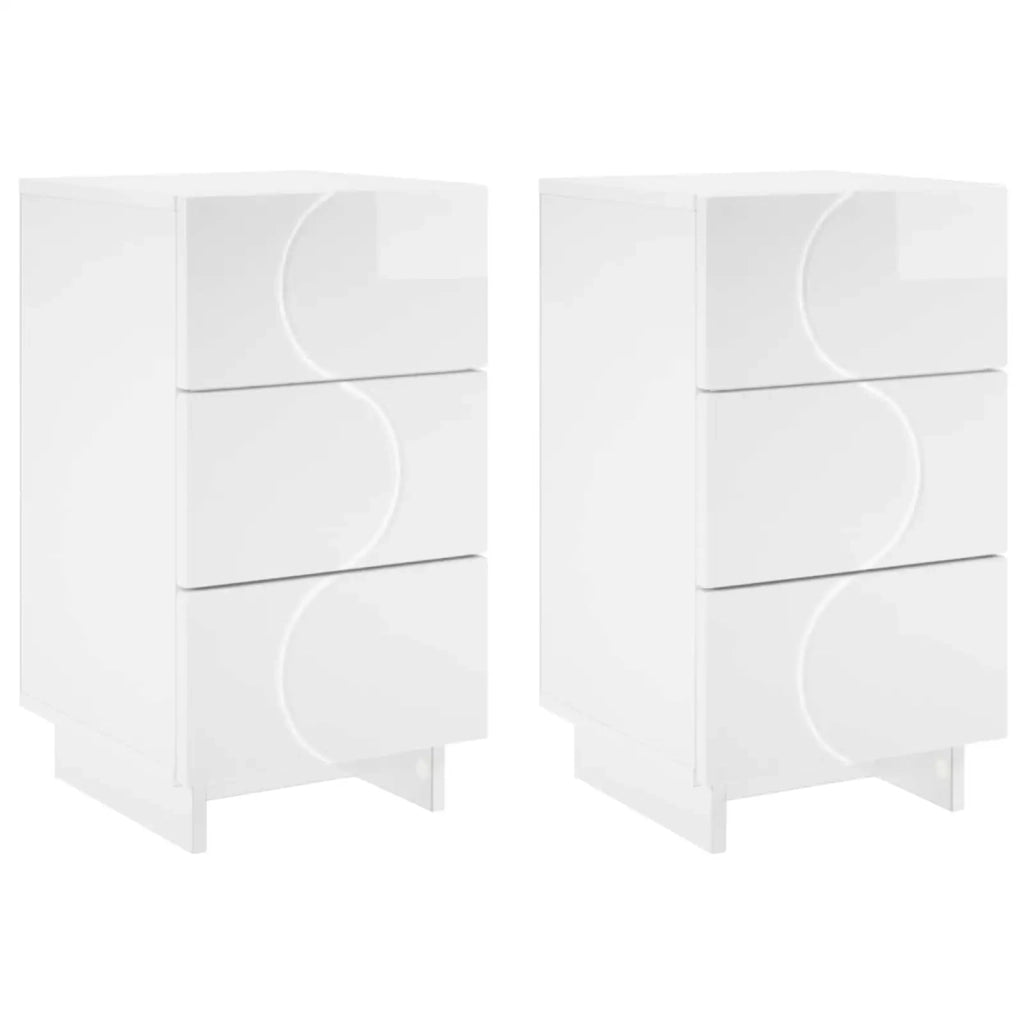 Armadio da Notte 2 pcs Bianco Lucido 33,5 x 34,5 x 60 cm 8011432