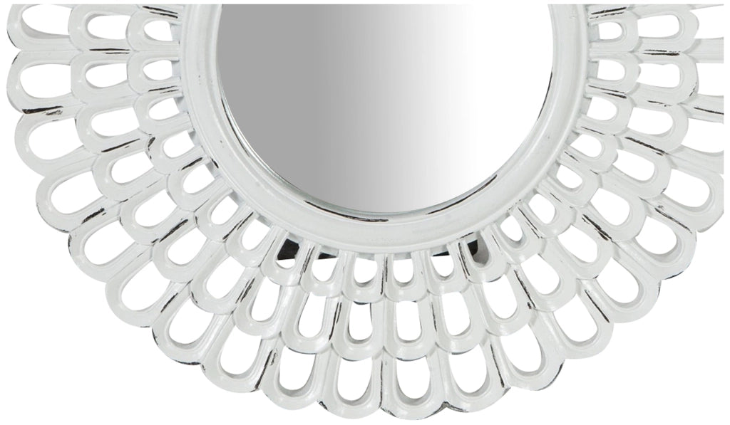 Biscottini Specchiera da appoggio diam.L21xPR2 cm finitura bianco anticato. Realizzata