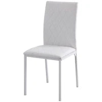 Set 4 Sedie Imbottite per Sala da Pranzo con Rivestimento in Similpelle, 41x50x91cm - Bianco