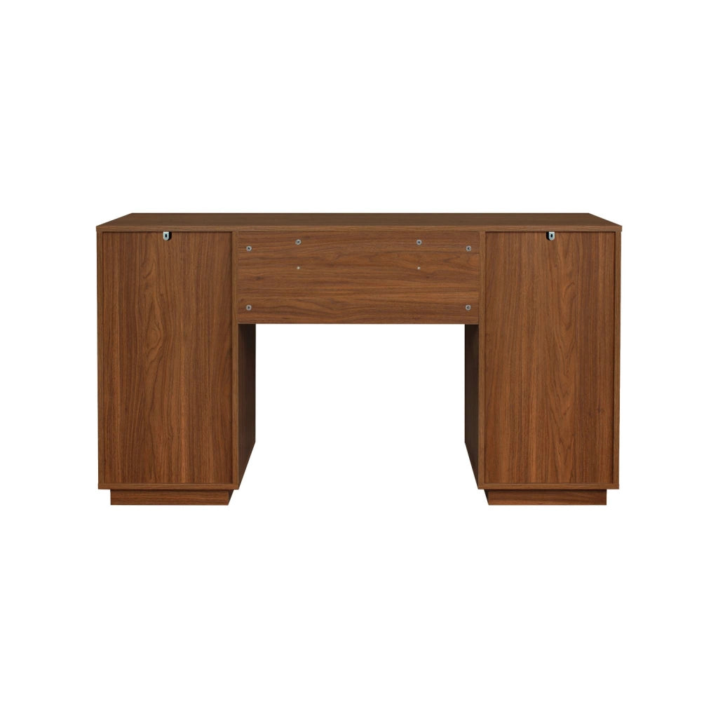 Scrivania decorativa in legno e tessuto 2 ante 2 cassetti 1 nicchia,