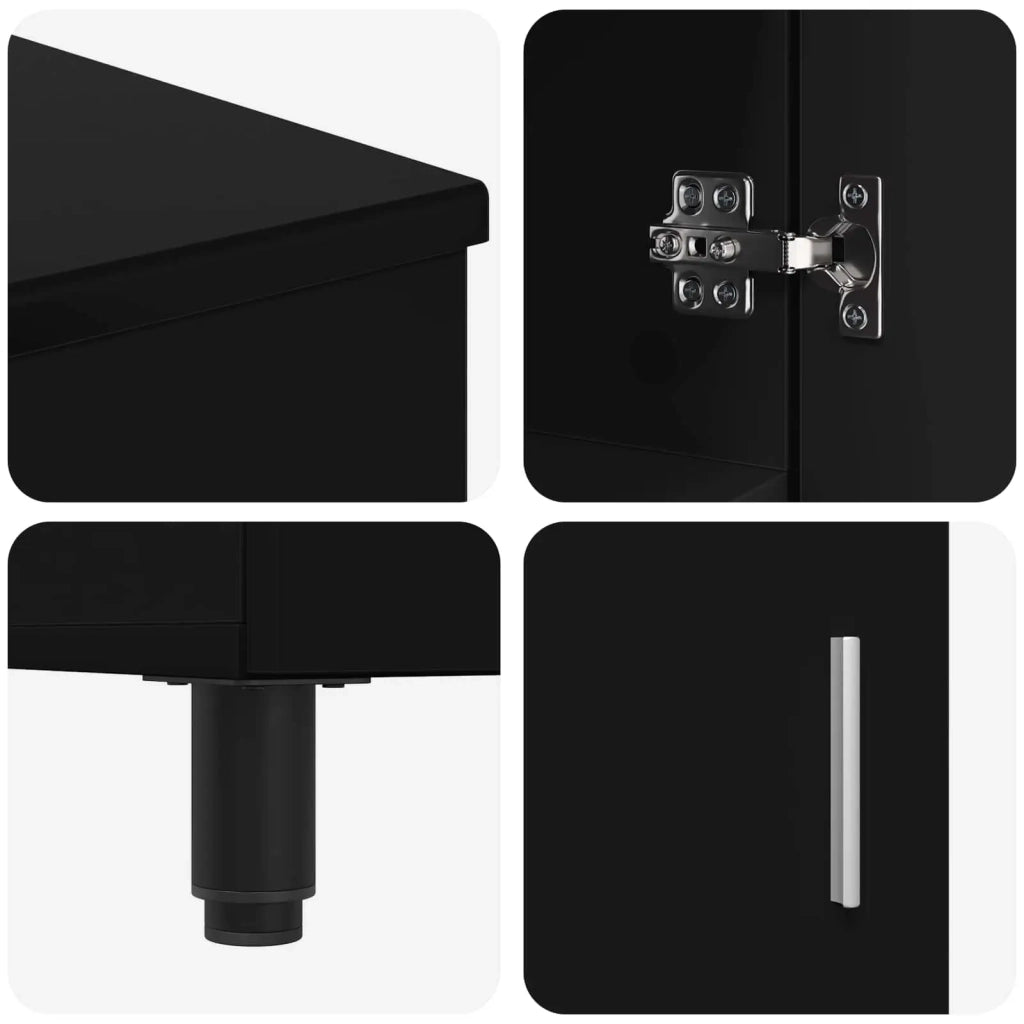 Mobiletto da bagno Nero 60 x 35 x 60 cm Legno ingegnerizzato 889396