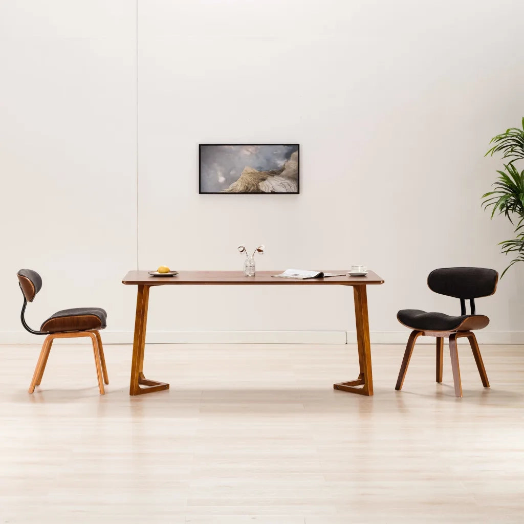 Sedie da Pranzo 2 pz Legno Curvato e Tessuto Grigio 283123