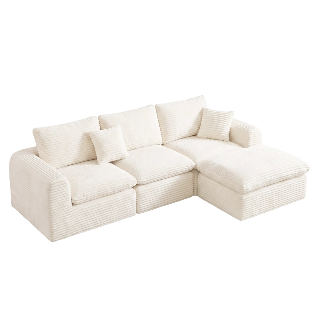 Divano modulare 3 in 1 - componibile con funzione letto - in tessuto a coste - beige
