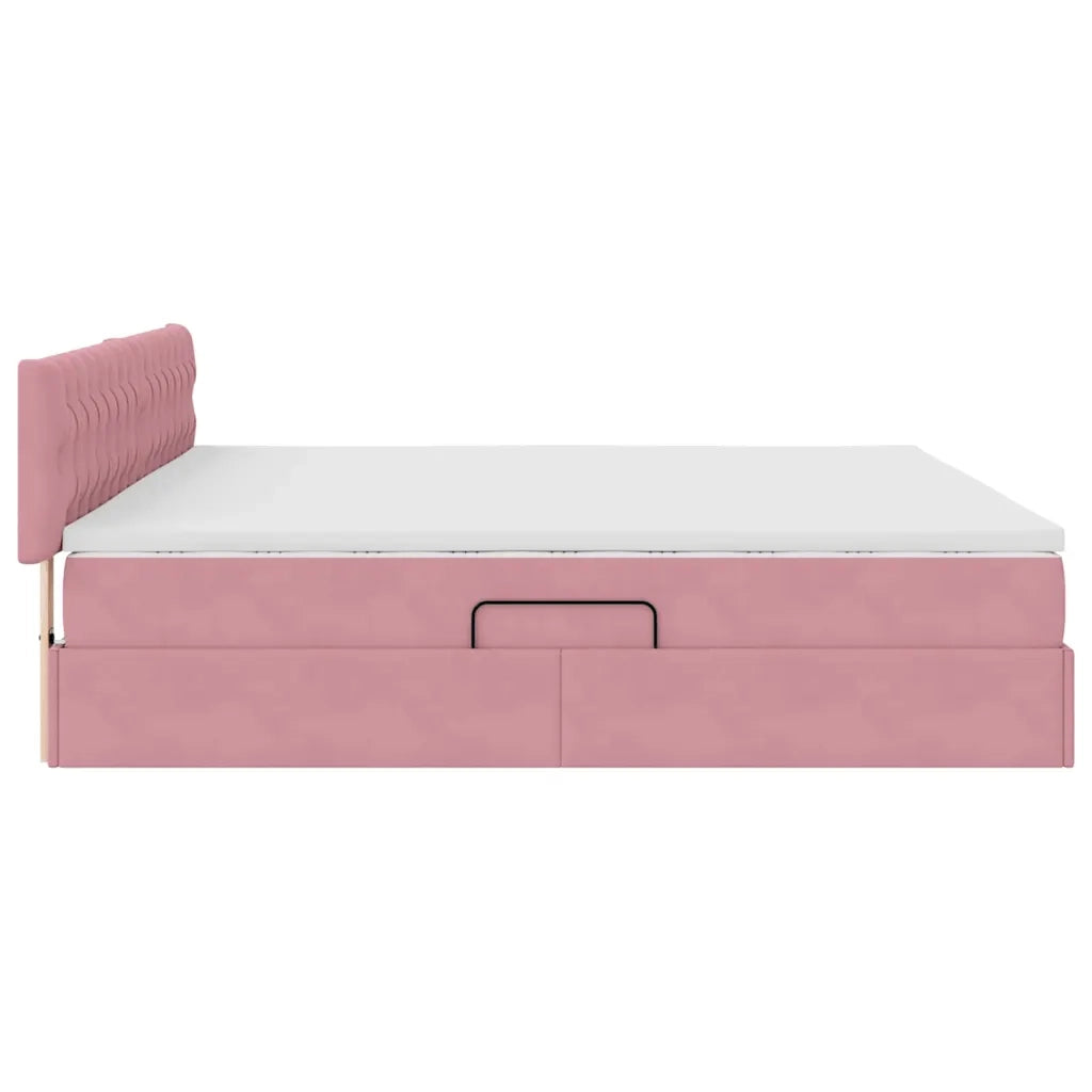 Letto con Contenitore con materasso Rosa 200 x 200 cm Velluto