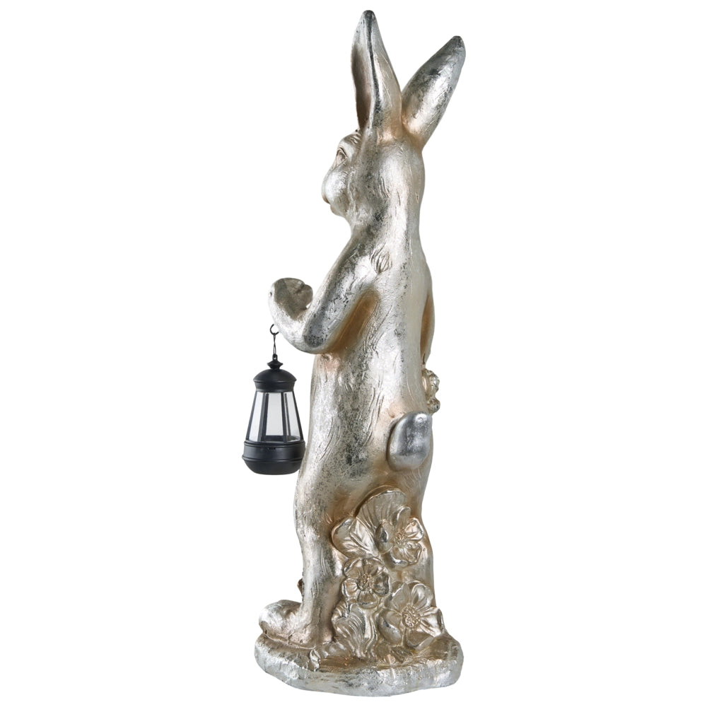 Statuetta da giardino in oro MgO 72 cm elemento decorativo coniglio realizzata a mano decorazione per interni ed esterni tema pasquale