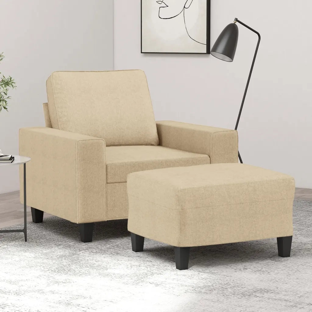 Poltrona | Sedia Relax con Poggiapiedi Crema 60 cm in Tessuto