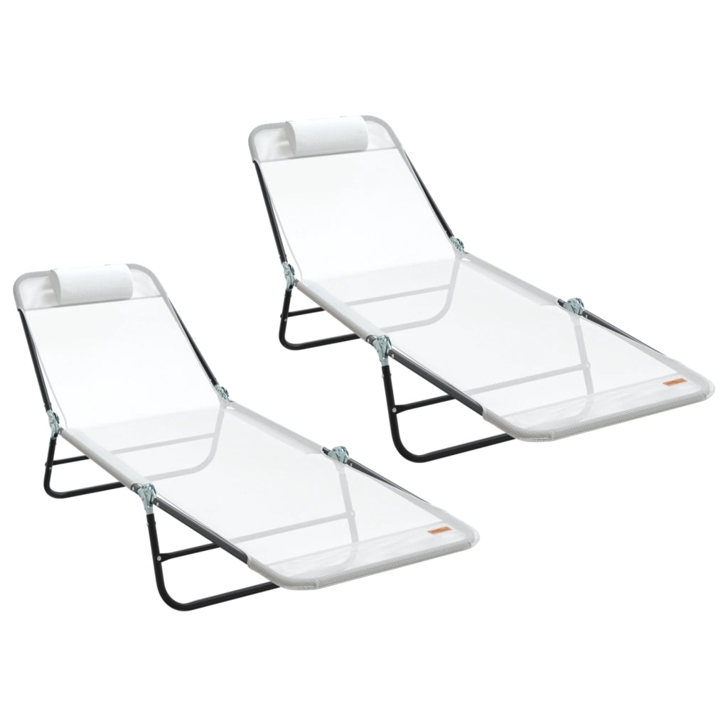 Lettini Prendisole 2 pcs con Testata Crema Textilene