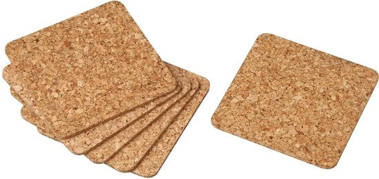 Sostegni per raclette e glas, sottopiani per bicchieri in gomma naturale, sottopiani per tavolo impermeabili (colore: marrone), quantità: 6 pezzi