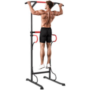 Power Tower Stazione Fitness Multifunzione ¨C zephmum ¨C Nero Rosso, Altezza Regolabile 171-219cm