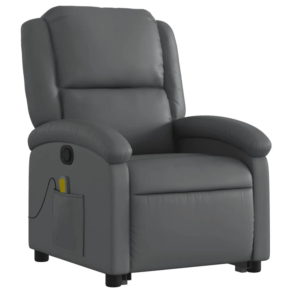 Poltrona Alzapersona Reclinabile Massaggio Grigio Similpelle 3204236