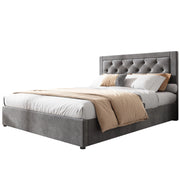 Letti contenitori 140x200 cm con contenitore; struttura in acciaio; grigio (Senza materasso)