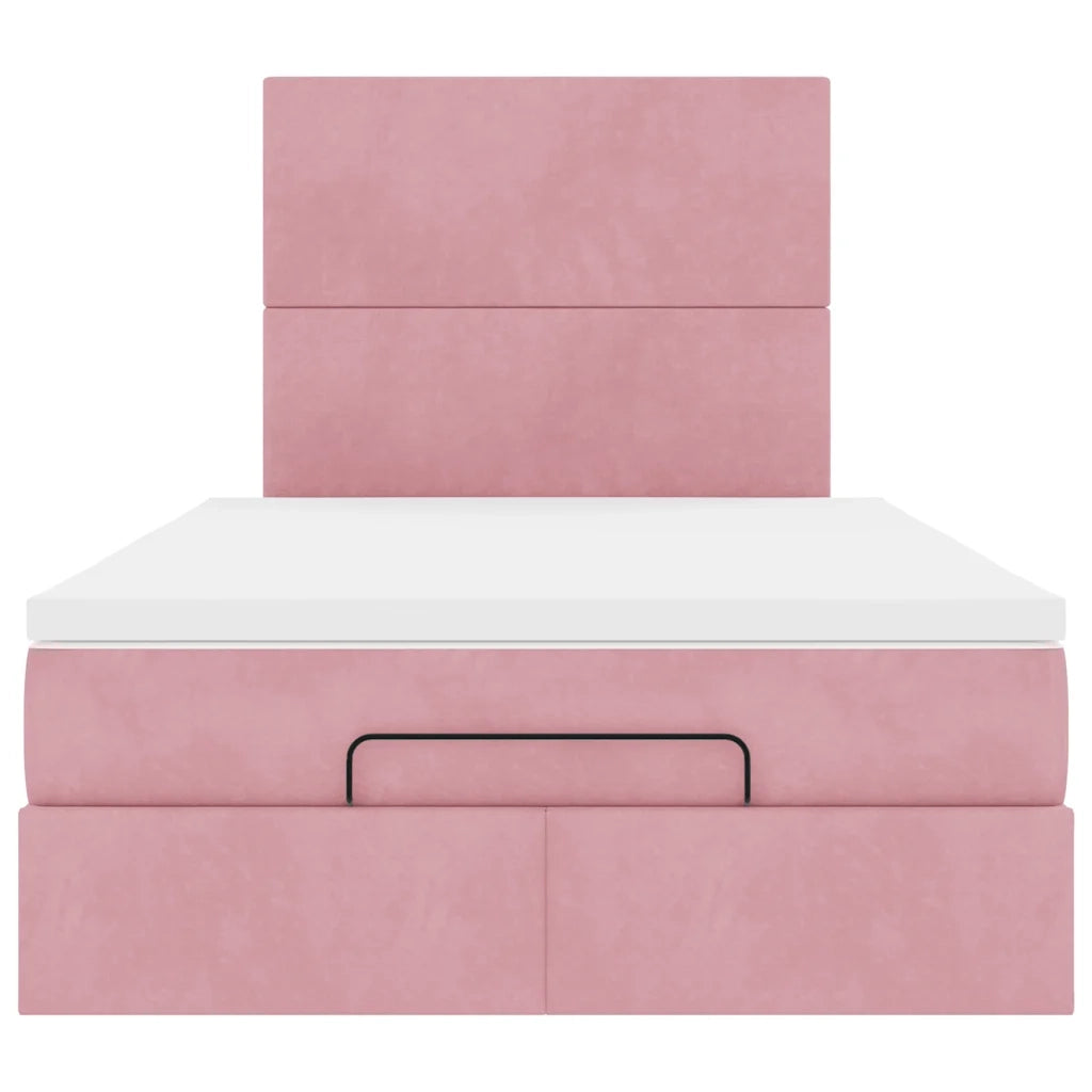 Struttura Letto Pouf con Materasso Rosa 120x200 cm Velluto 3314245