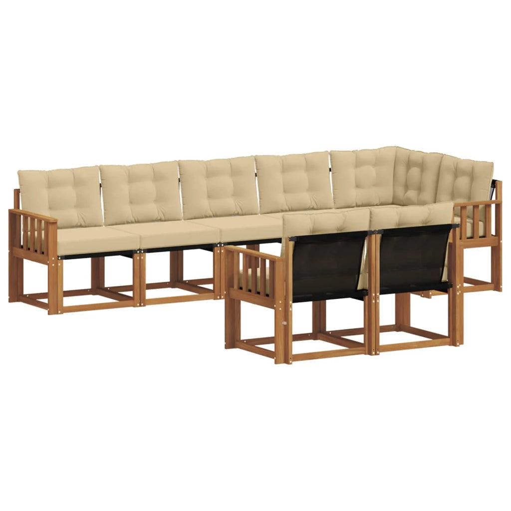 Set di divani da esterno con cuscino 8 pcs Naturale e Beige 3368784