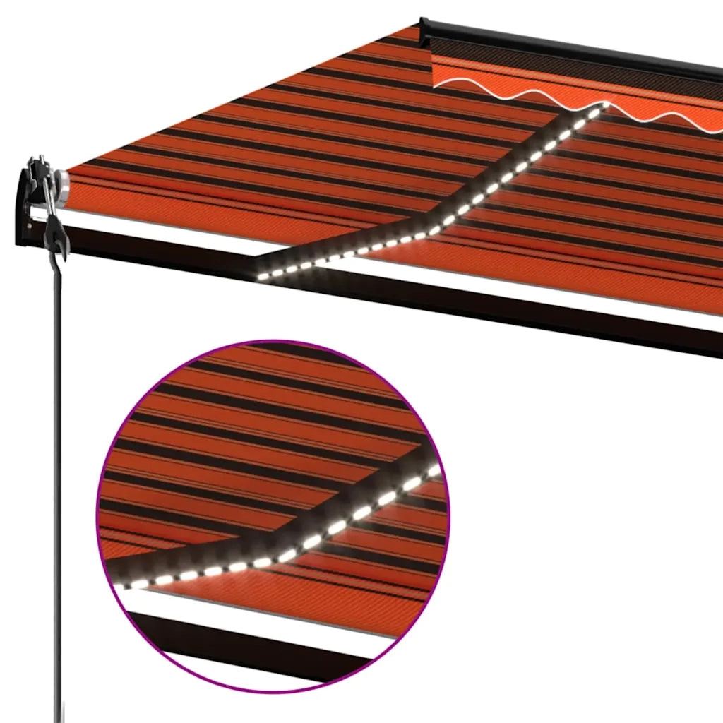 Tenda Automatica Sensore Vento e LED 450x300 cm Arancio Marrone
