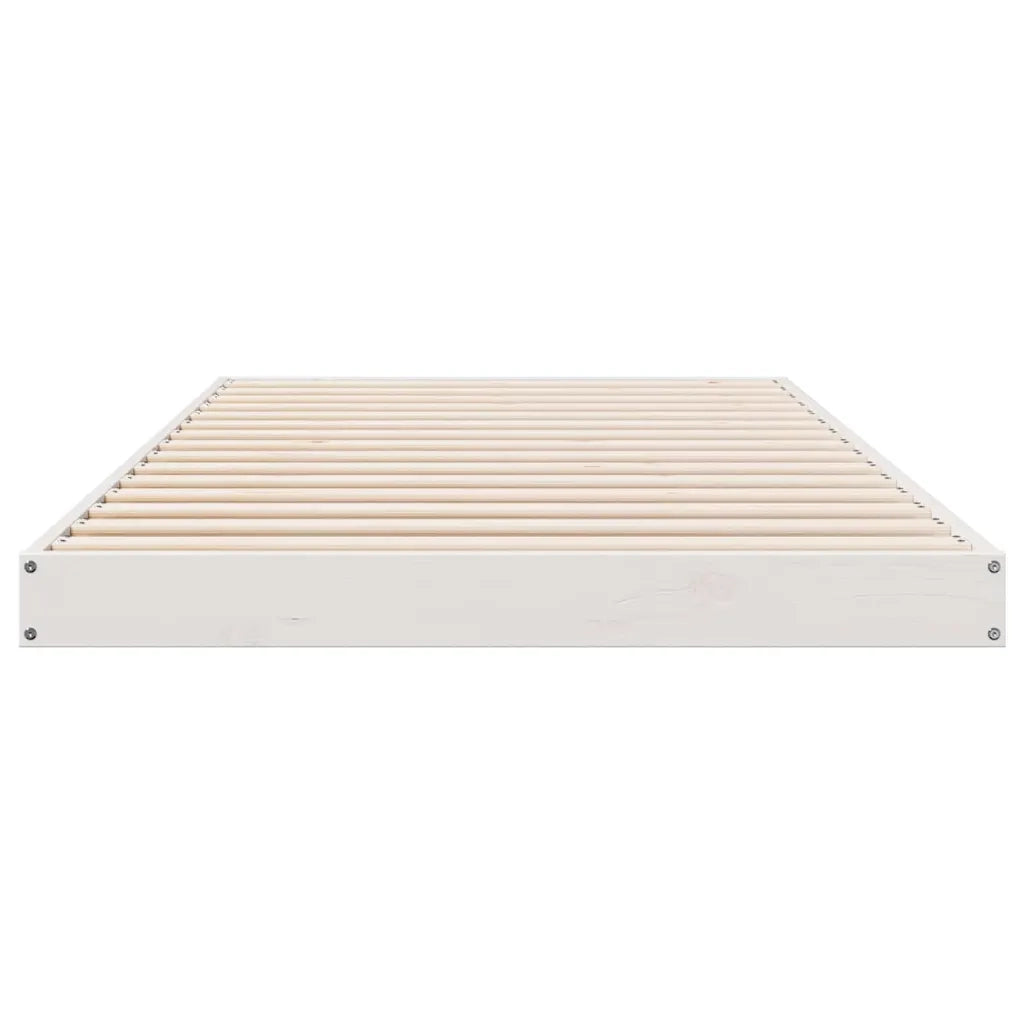 Struttura letto a terra Bianco 90 x 210 cm Pino massello 869735