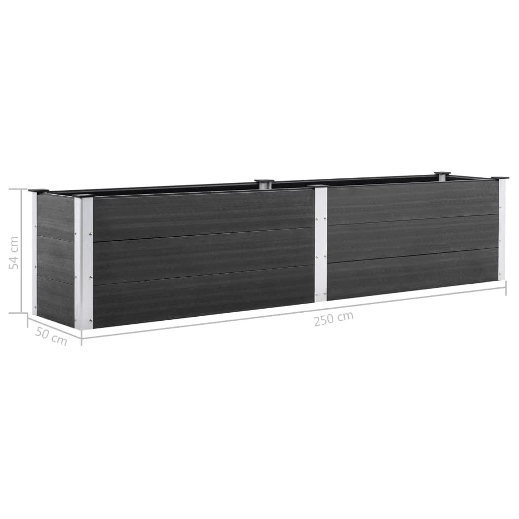 Fioriera rialzata per piante e fiori giardino 250 x 50 x 54 cm WPC grigio 02_0001026