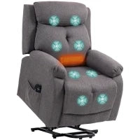 Poltrona reclinabile elettrica con massaggio e riscaldamento, porte USB, poggiapiedi, 86x94x105cm, Grigio