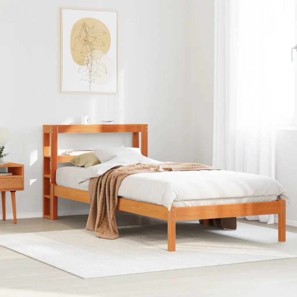 Giroletto con Testiera Marrone Cera 100x200 cm Massello Pino 3305738