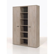 Armadio robusto da ufficio con 2 porte e scaffali in colore rovere grezzo, collezione YUKON