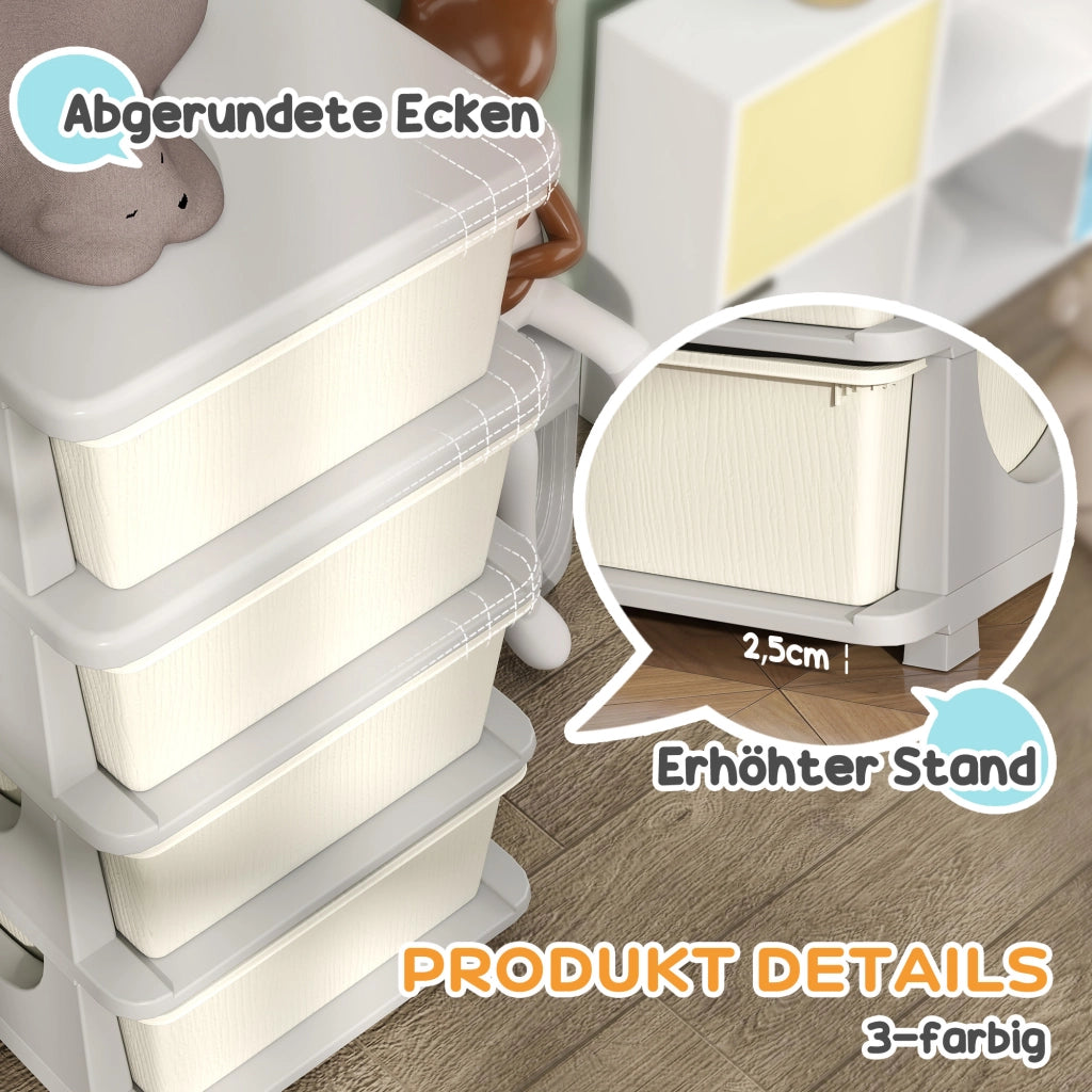 Letto contenitore per bambini con 4 cassetti ¨C zephmum ¨C 37x37x76 cm crema