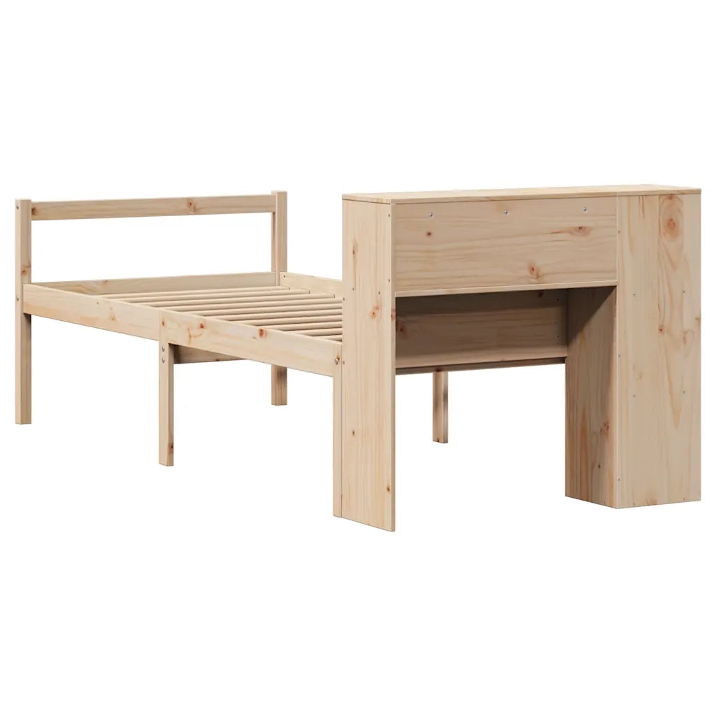 Letto singolo | Letto per adulti | Giroletto con Libreria senza Materasso 75x190 cm in Legno Pino
