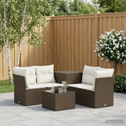 Set di divani 6 pz Marrone e Bianco Crema 3447346