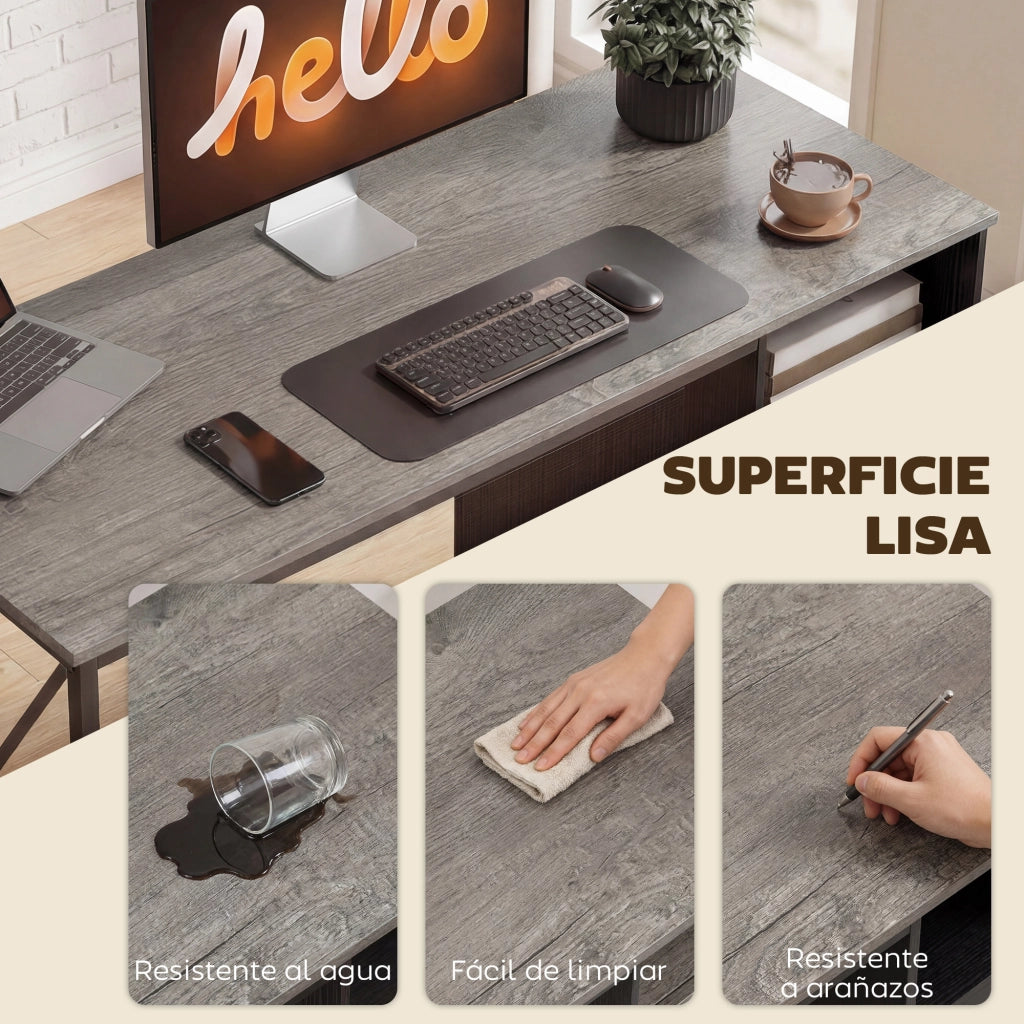 Scrivania da Ufficio con 2 Cassetti ¨C zephmum ¨C Grigio 120x50x75 cm