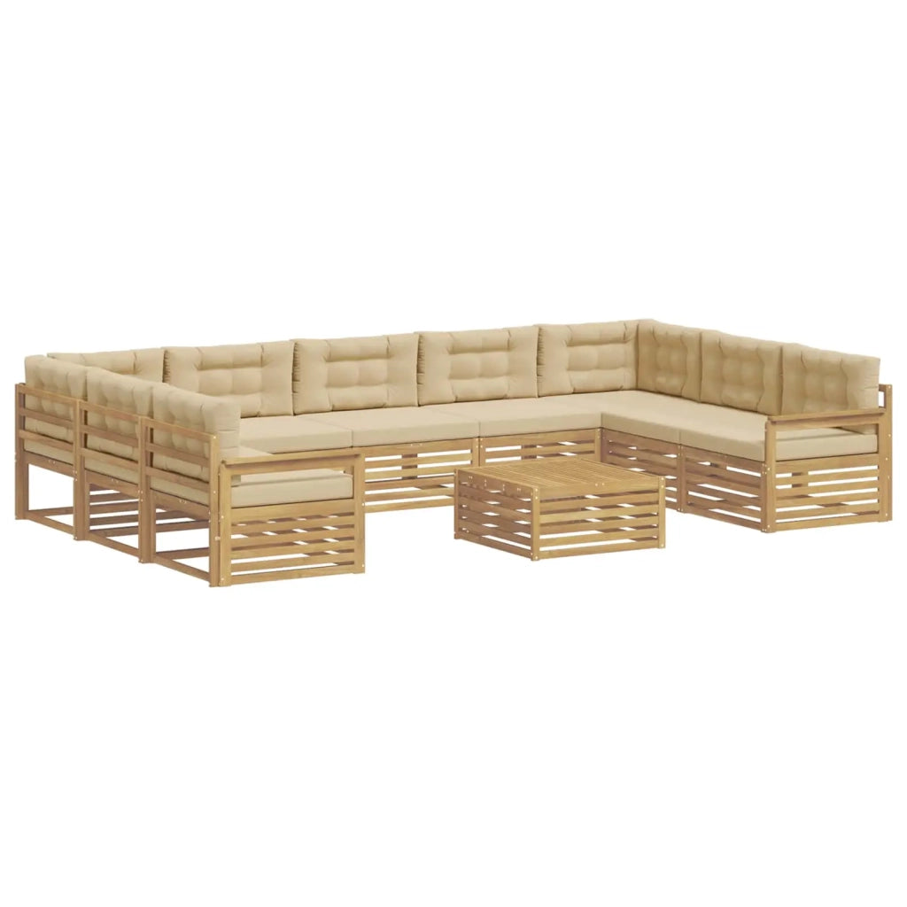 Set di divani da esterno 10 pz Bianco e Beige 3391183