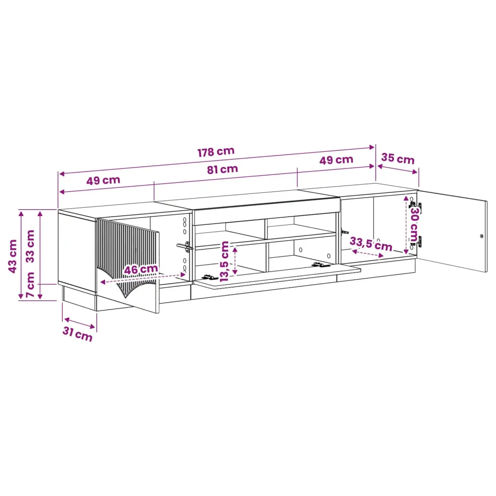 Mobile TV LED a 5 pezzi Bianco Lucido Legno ingegnerizzato 3416844