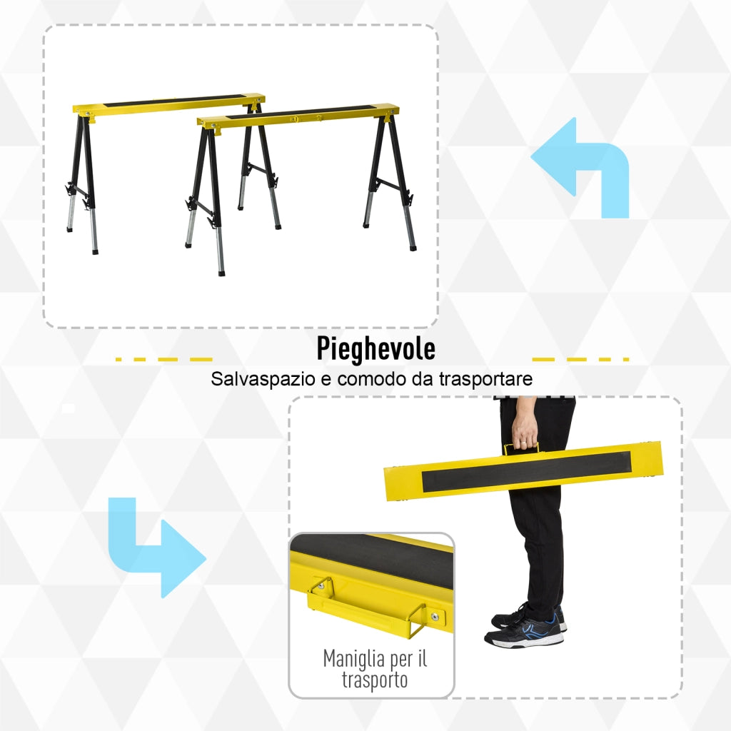 Cavalletto da Lavoro Pieghevole e Portatile con Piano Antiscivolo ¨C Zephmum ¨C Giallo e Nero