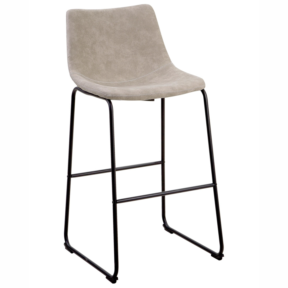 Set di 2 sgabelli da bar rivestimento in tessuto beige gambe in metallo Nero poggiapiedi industriale