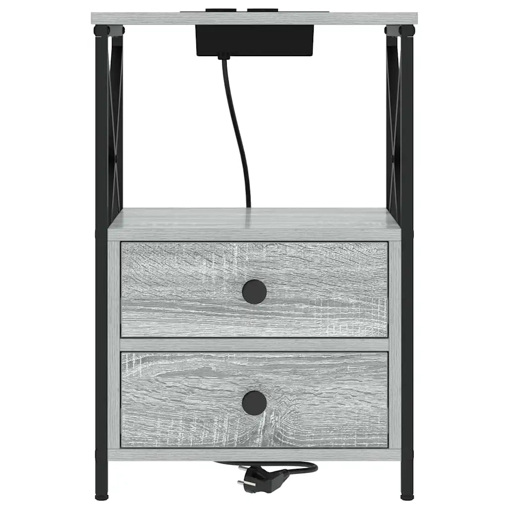 Comodino | Armadio da Notte | Mobiletto da notte con cassetto Grigio Sonoma 40 x 31 x 60 cm